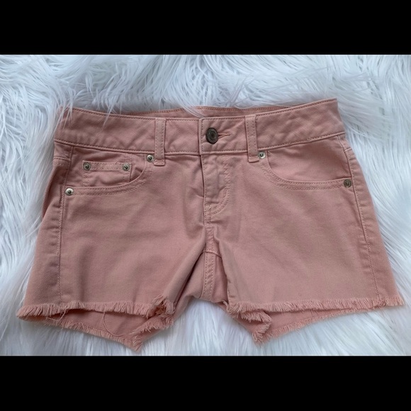 American Eagle Pink Jean Shorts Stretch 00 - Picture 4 of 4